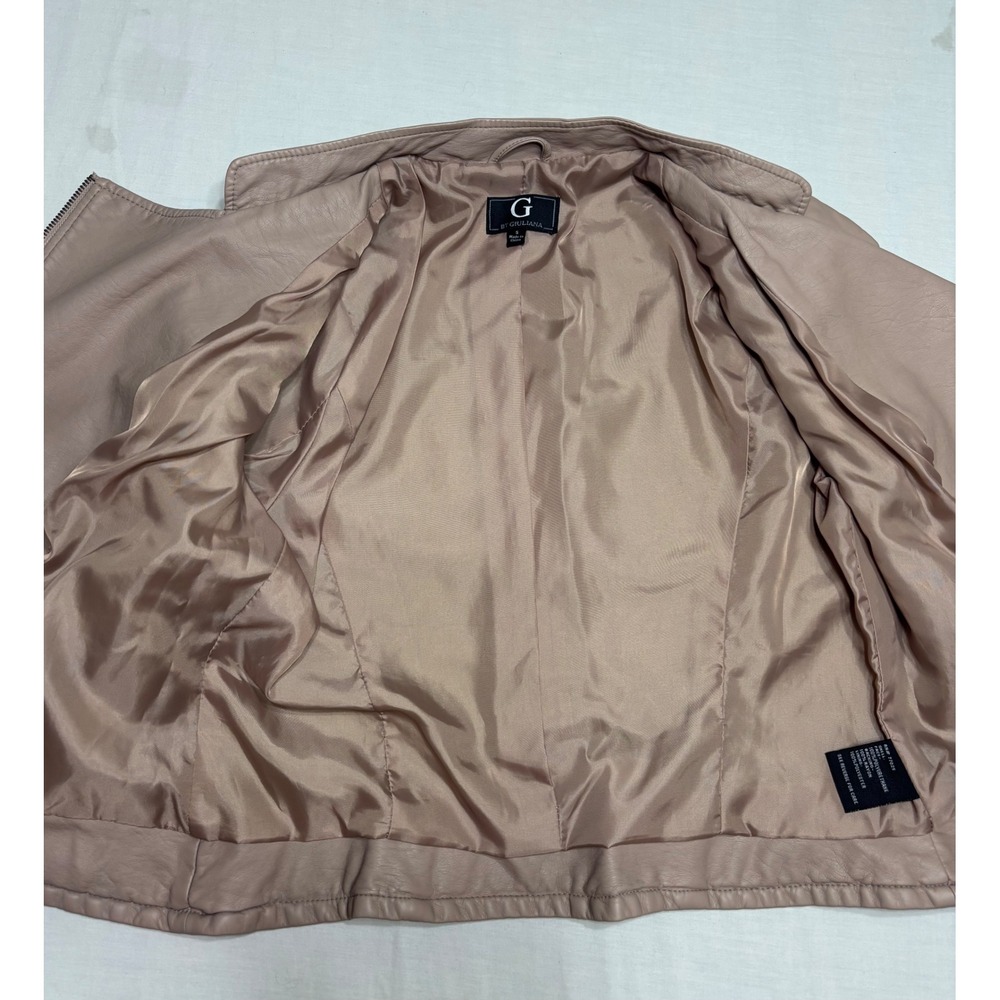 G by Giuliana Pink Faux Leather Moto Jacket Asymmetrical Zip Mauve Womens Small - Picture 9 of 9